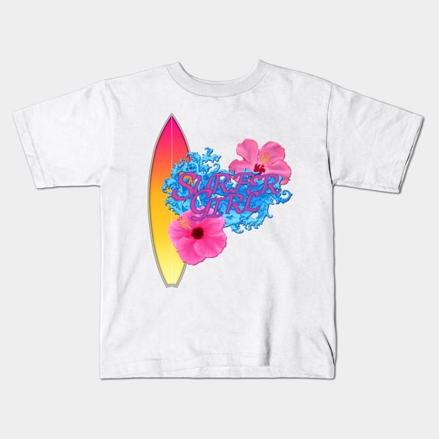 Surfer Girl Kids T-Shirt by Packrat